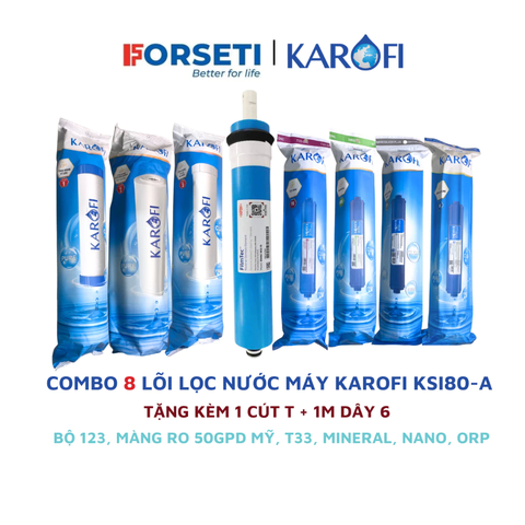 Combo 8 lõi lọc nước cho máy lọc nước Karofi cho model máy KSI80-A