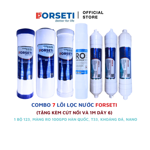 Combo 7 lõi loc nước Forseti chính hãng dùng cho máy lọc nước RO (123, RO 100GPD Hàn, 568)