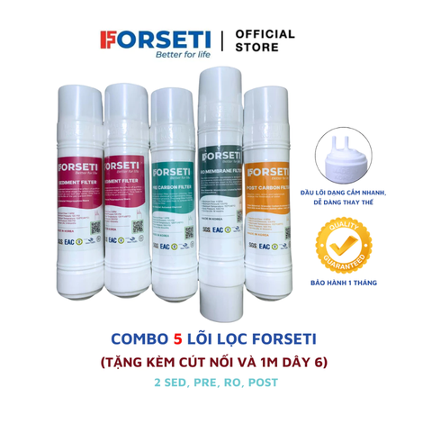 Combo 5 lõi lọc Forseti đúc cắm nhanh Hàn Quốc (2SED+PRE+RO+POST)