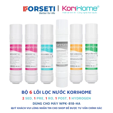 Combo 6 lõi lọc nước Korihome chính hãng dùng cho máy lọc nước Korihome WPK-818 HA (Hydrogen)