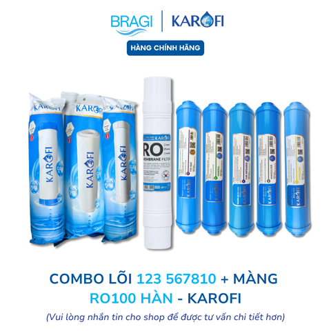 Combo 9 Lõi Karofi Gồm 123 Smax Duo + RO 100 Hàn + 567810 (T33, Mineral, Far, Hydrogen, Nano) dùng cho Model M-i129/H