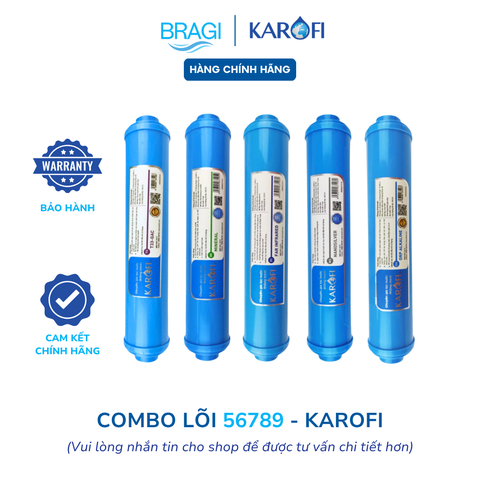 Bộ 5 lõi chức năng Karofi 56789 (T33, Min, Far, Nano, ORP Alkaline) giúp làm ngọt nước, bù khoáng và hỗ trợ cân bằng PH