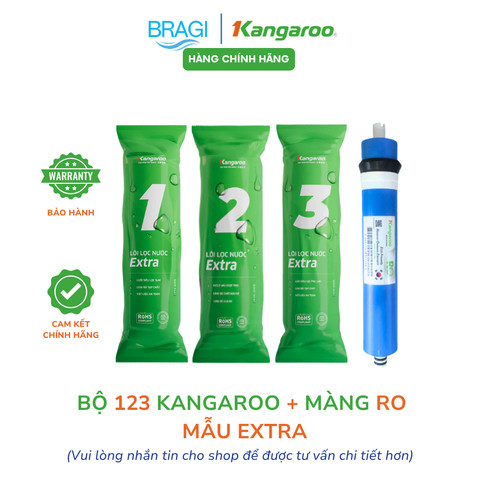 Combo bộ lọc thô 123 EXTRA + màng RO50KR Kangaroo