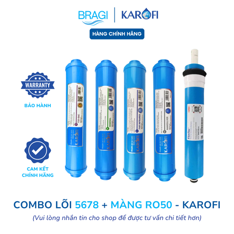 Combo 5 lõi lọc Karofi gồm màng RO 50gpd Dupont + 5678 Karofi