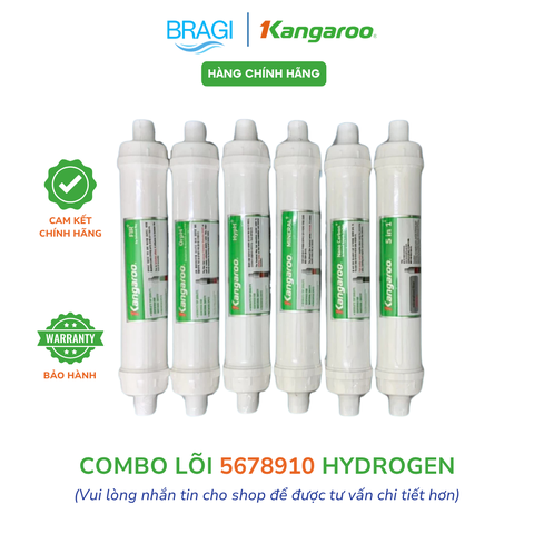 Combo 6 lõi chức năng cho máy Hydrogen Kangaroo (Nano Cacbon+, Mineral+, Fir+, OrpH+, HypH+,5in1) KÈM CÚT + DÂY