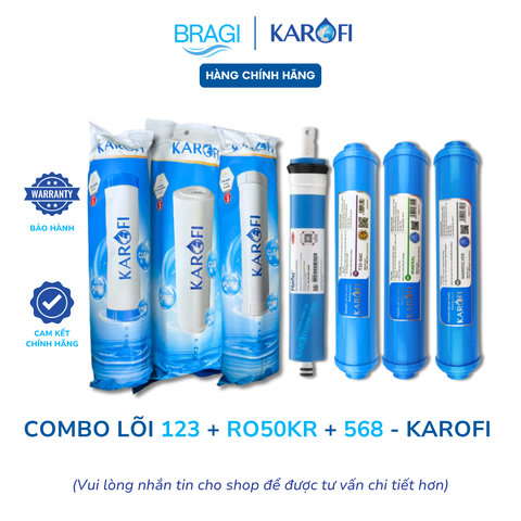Combo 7 lõi lọc nước Karofi chính hãng dùng cho các máy lọc nước 7 cấp (123 RO50 T33, Min, Nano)