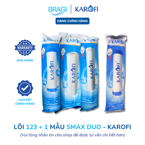 Combo 4 lõi lọc thô (Bộ lọc thô số 1,2,3 + lõi số 1) cho máy lọc nước RO Karofi