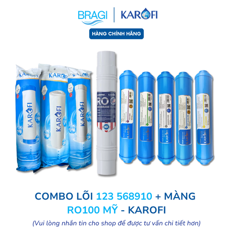 Combo 9 lõi cho máy lọc nước M-i2210/UH (123+RO100US+ 568910) Karofi