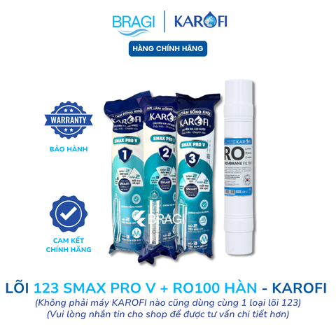 Combo 123 smax pro V và màng RO 100gpd Hàn Quốc Karofi