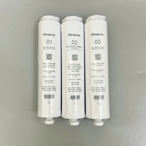 Bộ lõi lọc nước 123 Kangaroo chính hãng dùng cho máy lọc nước Kangaroo KG400HU, KG400HD, KG400US