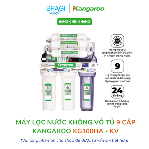 Máy lọc Kangaroo Hydrogen KG100HA KV không tủ - 9 cấp bảo hành trong 24 tháng chính hãng. Thiết kế mới nhỏ gọn 2025