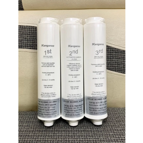 Bộ Lõi lọc nước 123 KG100HU, KG100HU+ dành cho các máy Kangaroo KG100HU, KG100HU+, KG100MED, KG100EED, KG-Y1MED,
