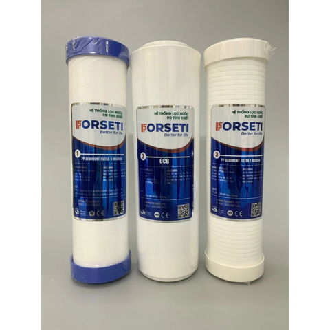 Bộ 3 lõi lọc nước Forseti số 123 lắp được cho các dòng máy lọc có 3 cốc lọc thô 10 inch