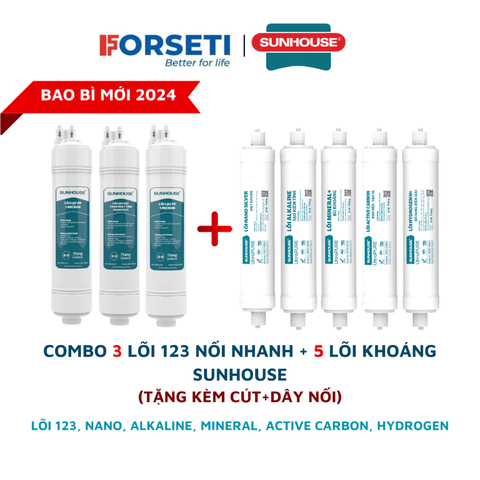 Trọn bộ 9 lõi lọc cho máy lọc nước RO nóng lạnh Slimbo SHA76214CK-S