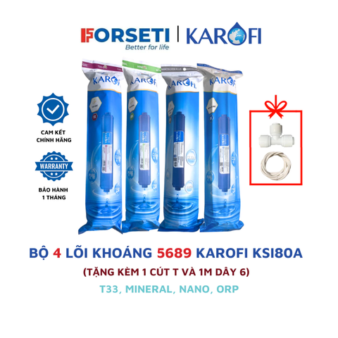 Combo 4 lõi lọc nước chức năng 5689 Karofi (T33, Mineral, Nano, Orp Alkaline) cho máy KSI80-A