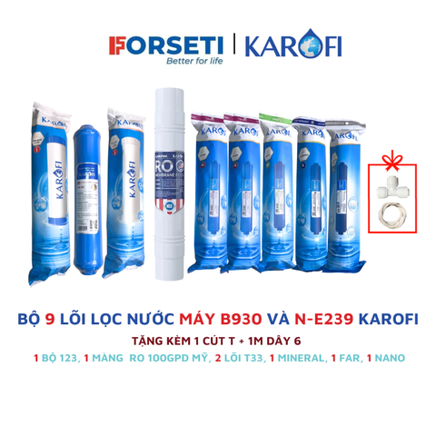 Combo 9 lõi lọc nước Karofi chính hãng dùng cho máy lọc nước Karofi B930 (Tặng tay tháo cốc lọc)