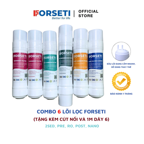 Combo 6 lõi lọc Forseti đúc cắm nhanh Hàn Quốc (2SED+PRE+RO+POST+NANO)