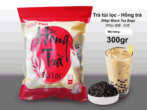 Hồng Trà Túi lọc Long Phú gói 300gr (10gói*30gr) - Thơm ngon, đậm vị trà thiên nhiên