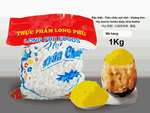 Trân châu Sợi NHUYỄN (Nhỏ) Hương HOÀNG KIM Đặc Biệt Long Phú gói 1kg - Size Sợi Nhuyễn (mini) - Không có vị ngọt