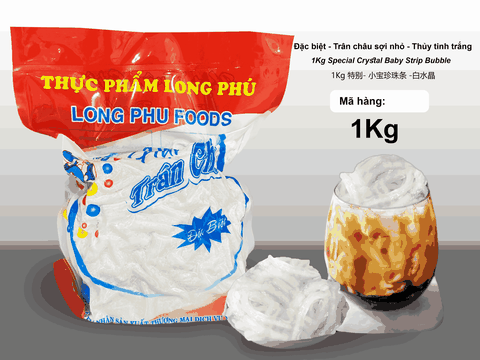 Trân châu Sợi NHUYỄN (Nhỏ) Hương TRẮNG DỪA Đặc Biệt Long Phú gói 1kg - Size Sợi Nhuyễn (mini) - Không có vị ngọt