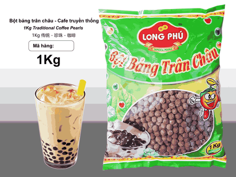 Bột Báng Trân châu Hương CAFE Đặc Biệt Long Phú gói 1kg - Size Trung Truyền thống - Không có vị ngọt