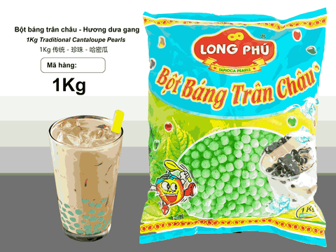 Bột Báng Trân châu Hương DƯA GANG Đặc Biệt Long Phú gói 1kg - Size Trung Truyền thống - Không có vị ngọt