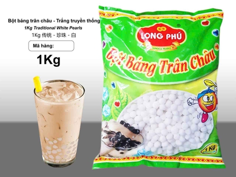 Bột Báng Trân châu TRẮNG Truyền Thống Hương VANI Đặc Biệt Long Phú gói 1kg - Size Trung Truyền thống - Không có vị ngọt