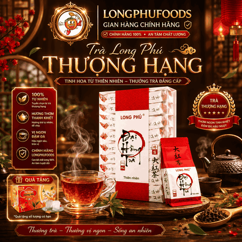 [Trà Xá Cao Cấp] ĐẠI HỒNG BÀO Long Phú Hộp ĐỎ 200gr (20 gói*10gr) - Trà Thượng Hạng - Đậm Đà Trọn vị Thơm ngon trong từng tách trà