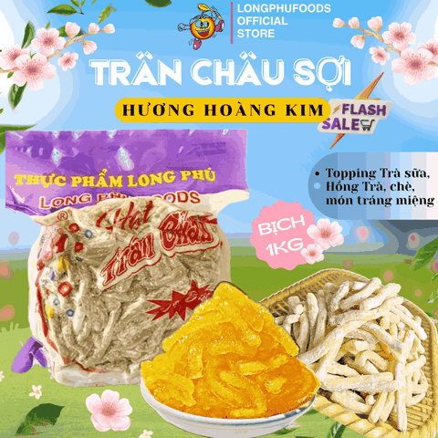 Trân châu Sợi Hương HOÀNG KIM Đặc Biệt Long Phú gói 1kg - Size Sợi Trung - Không có vị ngọt