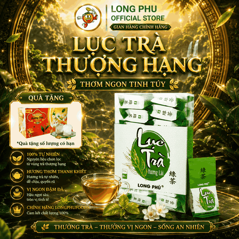 [Trà Xá Cao Cấp] LỤC TRÀ Hương Lài Thượng hạng Long Phú Hộp Xanh Lá 200gr (20 gói*10gr) - Trà Thượng Hạng - Ngát hương Trà xanh thiên nhiên cùng với hương hoa Lài thơm ngon
