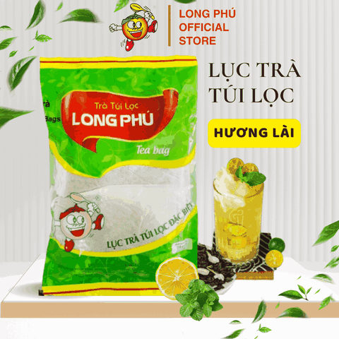 Lục Trà Đặc Biệt Túi lọc Long Phú gói 200gr (10gói*20gr) - Thơm hương Trà, đậm vị trà thiên nhiên