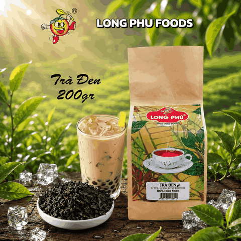 Trà ĐEN (Trà Xá) Long Phú gói 200gr - Black Tea - Ngát hương trà thơm ngon, đậm vị trà thiên nhiên