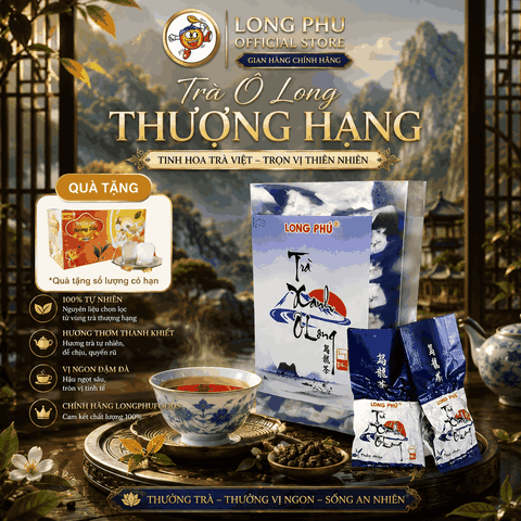 [Trà Xá Cao Cấp] Trà Ô LONG Thượng hạng Long Phú Hộp Xanh Dương 200gr (20 gói*10gr) - Trà Thượng Hạng - Ngát hương Trà Ô Long Đậm vị, tinh tế trong từng giọt trà thơm ngon