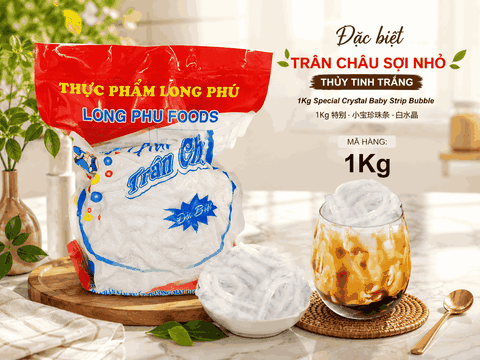 Trân châu Sợi NHUYỄN (Nhỏ) Hương TRẮNG DỪA Đặc Biệt Long Phú gói 1kg - Size Sợi Nhuyễn (mini) - Không có vị ngọt