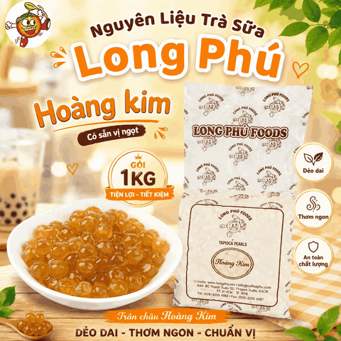 Trân châu HOÀNG KIM Thượng Hạng Long Phú gói 1kg - Size Trung Truyền thống - Có vị ngọt