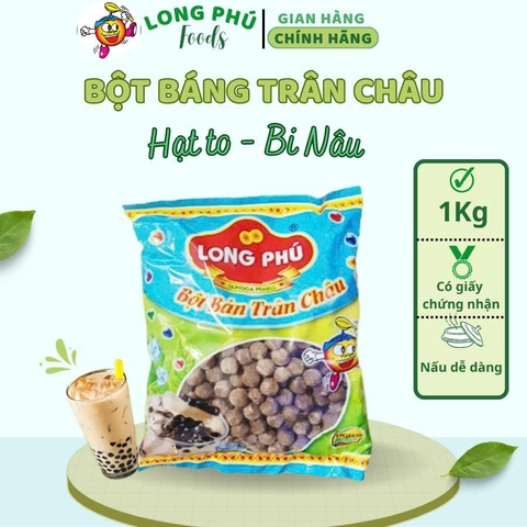 Bột Báng Trân châu Hương CAFE Đặc Biệt Long Phú gói 1kg - Size Hạt TO - Không có vị ngọt