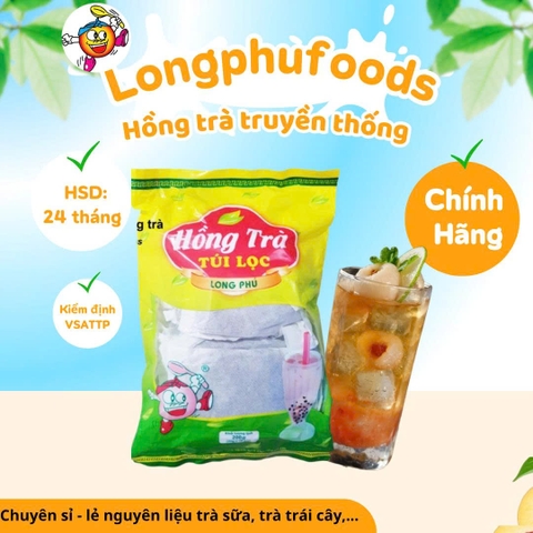 Hồng Trà TRUYỀN THỐNG Túi lọc Long Phú gói 200gr (10gói*20gr) - Thơm ngon, đậm vị trà thiên nhiên