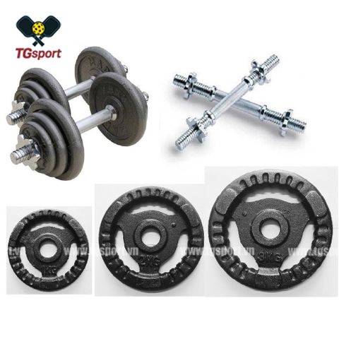 Bộ tạ tay 24kg gắn bánh gang điều chỉnh