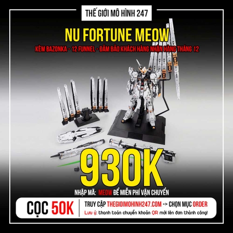 Mô hình lắp ráp RX-93 Nu Gundam Fotune  Meow - Kem Bazonka + 12 Funnel