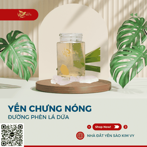 Yến chưng nóng đường phèn lá dứa