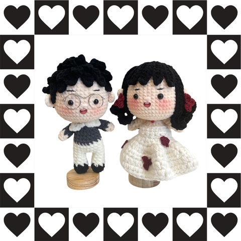 Quà tặng cưới cặp búp bê cô dâu chú rể bằng len