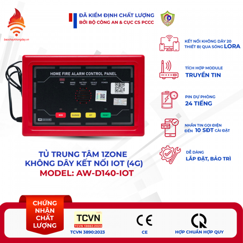 Tủ trung tâm báo cháy Asenware 1 Zone AW-D140-IOT