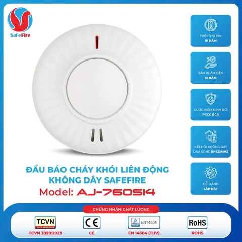 Đầu báo cháy khói liên động không dây SafeFire AJ-760SI4