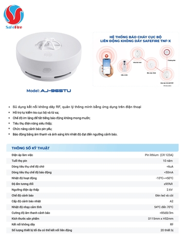 Đầu báo nhiệt liên động không dây SafeFire AJ-965TU4