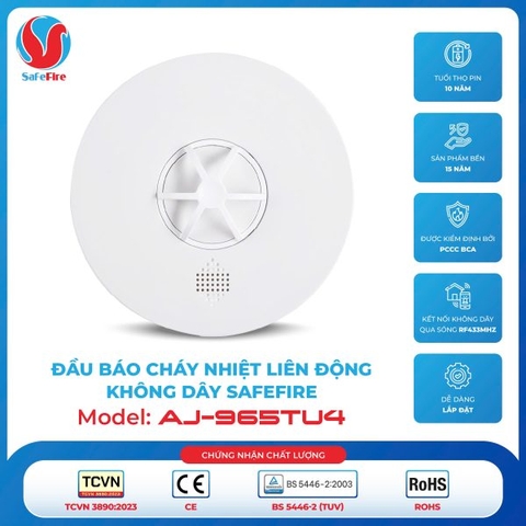 Đầu báo nhiệt liên động không dây SafeFire AJ-965TU4