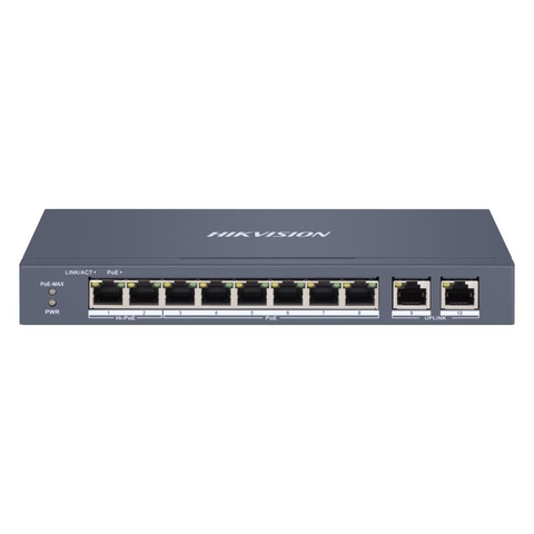 Switch mạng thông minh 8 cổng PoE 2 cổng uplink 1000Mbps, DS-3E1310HP-EI