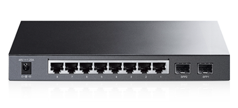 Switch Smart PoE 8 cổng Gigabit với 2 khe cắm SFP