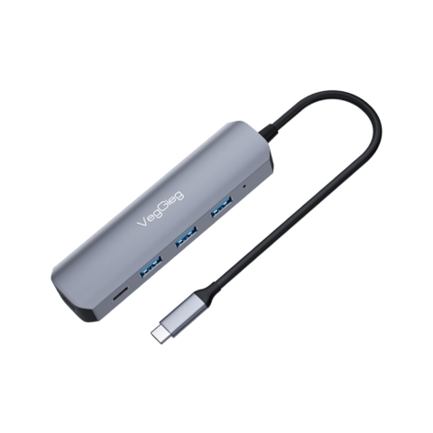 Bộ Chuyển Đổi VegGieg V-TC05H USB Type C Ra HDMI+3 USB3.0+Cổng Sạc PD