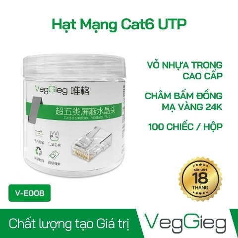 Đầu Bấm Mạng RJ45 CAT 6 VegGieg V-E008