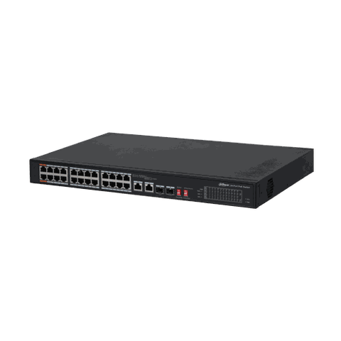 Switch PoE 24 port (hỗ trợ 2 cổng Uplink 1G + 2 cổng quang) Layer 2 unmanaged DH-PFS3226-24ET-240